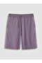 Purple Elastic Waist Striped Soft Touch Women's Shorts - 3