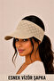 Women's Beige Flexible Half Visor Hat 100% Cotton Knitted Sports Hat