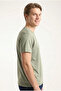 Men's Green Regular Modal Fabric Silky Textured Crew Neck T-Shirt - 2