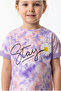 Girl's Crew Neck Cuff Fold Short Sleeve Tie Dye Pattern Printed T-Shirt Tkss25Ts1 - 5