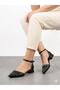 Women's Black Thick Heel Comfortable Fit Heeled Ballerina Shoes - 2