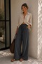 100% Cotton Muslin Fabric Wide Leg Women's Trousers My3535