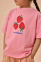 Strawberry Print Oversize Cotton T-Shirt Pink - 7