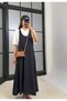 Women's White T-Shirt Navy Blue Sleeveless Gilet Dress Set - 2