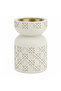 Cream Chalk Ceramic Incense Burner | Geometric Lattice Design | 10×6 cm