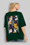 27 Cats for Cat Lovers Printed Green Oversize T-Shirt 100% Cotton Unisex Cat Lover Premium Design - 3