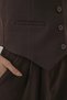 Women's Vest Collar High Waist Belted Cotton Brown Double Suit - 5