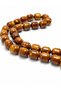 Capsule Cut Fire Amber Look Rosary with Black Stripe Detail and Metal Tassel - 2