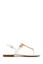 Women's White Ankle Buckle Flip-Flop Sandals with Stones 26Sfe452214