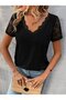 Women's Short Sleeve V-Neck Blouse, Pack of Lace Viscose - 3