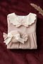 Girl's Powder Vintage Floral Embroidered Dress and Candy Figured Bag Set - Bohemian Style Children's Dress - 4
