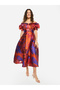 Abstract Texture Off-Shoulder Flare Midi Dress - 2