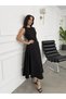 Black Dress with Waist Shawl Detail - 3421 - 5