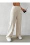 Women's Comfortable Fit Palazzo Trousers High Waist Pocket Detailed Linen Stylish Trousers - 4