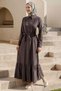 Shirt Collar Ribbed Bitter Brown Dress