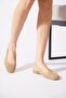 Ferfas Back Open Full Laser Genuine Leather Women's Ballerinas Nut Skin - 2