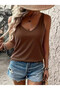 Women's Strappy Wide V-Neck Viscose Blouse - 2