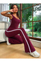 Women's Strappy Square Neck Long Diving Jumpsuit with Side Stripes