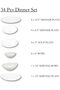 34 Pcs Dinnerware Set Gold line Opal Glassware Microwave safe, Dishwasher safe, Heat Resistance 8 Dinner plate, 8 Soup plate, 8 Dessert plate, 8 Bowl,1 Large Bowl, 1 Oval Plate - 2