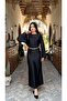 Satin Dress with Chain Detail and Bat Sleeves