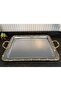 Rose Frame Tea Tray with Handles Silver-Gold - Cast 44 cm Rectangular for 6 People (Tray Only)