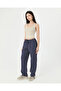 Women's Navy Blue Air-Permeable Organic Cotton Cuffed Casual Pants - 5