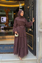 Women's Chiffon Ruffle Dress Brown - 2