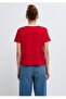 Jeans Printed Slim Fit Red Women's T-Shirt - 3