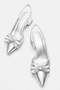 Women's Bow-Tie Side and Open-Back Heeled Sandals Silver Crinkled - 4