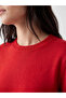Red Crew Neck Women's Knitwear Sweater - 6