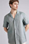 100% Linen Regular Fit Polo Collar Short Sleeve Shirt G5254Ax26Sm