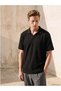 New Season Black Polo Collar Men's T-Shirt - 2