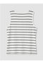 New Season Navy Blue U-Neck Striped Women's Undershirt - 3