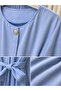 Modal Fabric Crew Neck Belted Detailed Skirt Suit - 3