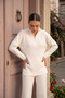 Women's Zippered High-Neck Blouse and Pants Set - 4