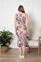 Women's Patterned Slit Bodycon Combed Cotton/Viscose Casual Dress - 5