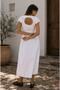 Women's White Draped Short Sleeve Maxi Dress / Stylish and Summer-Ready Dress - 4