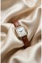 Classic Women's Watch Gold Color Square Case Caramel Leather Band Vintage Watch |   Old Money Luxury Elegant Stylish Women's Steel Watch Limited Edition 2026 - 3