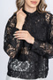 Women's Summer Black Alessa Bohemian Tulle Lace Long Sleeve Jacket Blouse Stylish Casual 8637 - 5