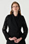 Shawl Collar Belted Sparkling Sleeve Detail Black Suit 1778 - 2