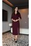 Women's Long Sleeve Turtleneck Front Zipper Slit Midi Viscose Two Thread Dress - 2