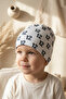 Unisex White 12 Typographic Patterned Cotton Slouchy Beanie Hat - Modern Street Style Design 2-4 Years - 2