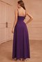 Women's Rope Strap Double Breasted Collared Slit Long Imported Crepe Dress - 3