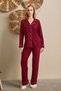 New Season Women's Burgundy Front Buttoned Special Design 100% Cotton Pajama Set - 5