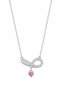 Women's Colorfast Steel Necklace with Pink Heart and Zircon Stone 50 cm