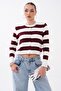 Women's Striped Patterned Button Closure Knitwear Short Cardigan 260516 - 265278 - 4