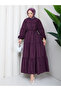 Drawstring Layered Ruffle Dress in Poplin Fabric