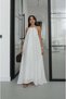 White Lined Halter Neck Patterned Dress