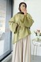 Asymmetrical Cut Flounce Sleeve Modal Blouse – Green - 4