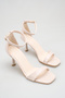Beige Wrinkled Single-Strap Evening Dress Sandals with Goblet Heels - 4